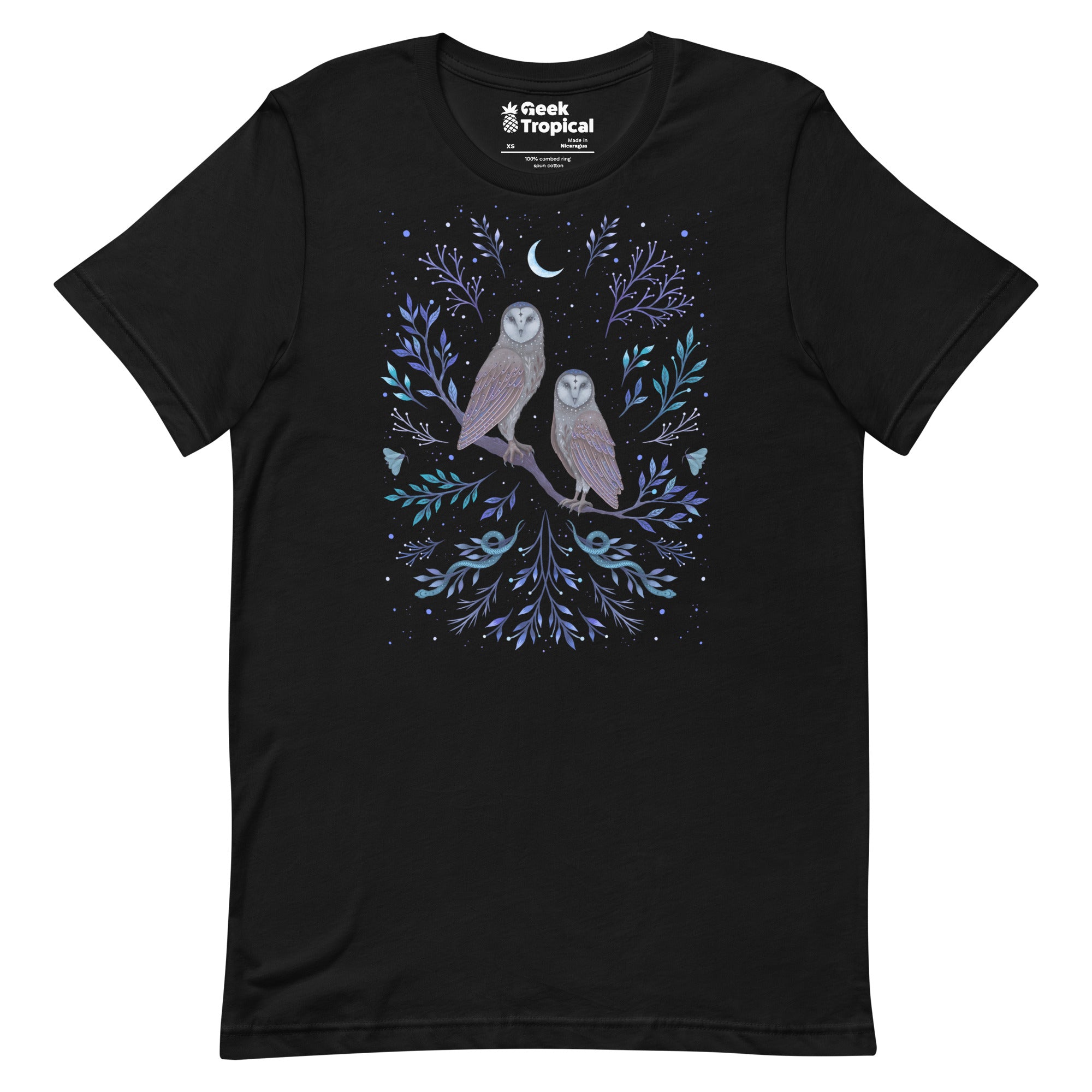 Owls In The Moonlight T-Shirt Geek Nerd Advertise to Meta Animal Patterns Design by Episodic Drawing