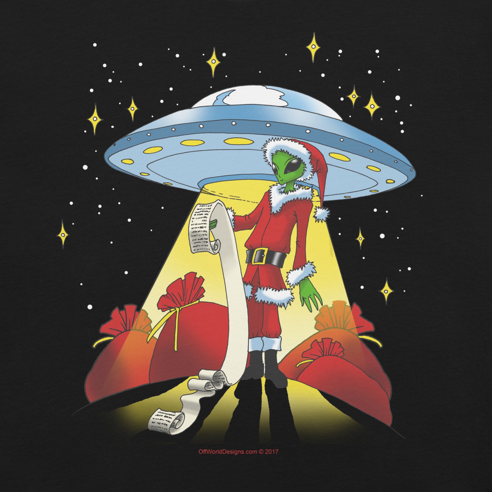 Xmas 2017 Alien T-Shirt Geek Nerd Advertise to Meta Christmas Print FLOW DESC WRITING