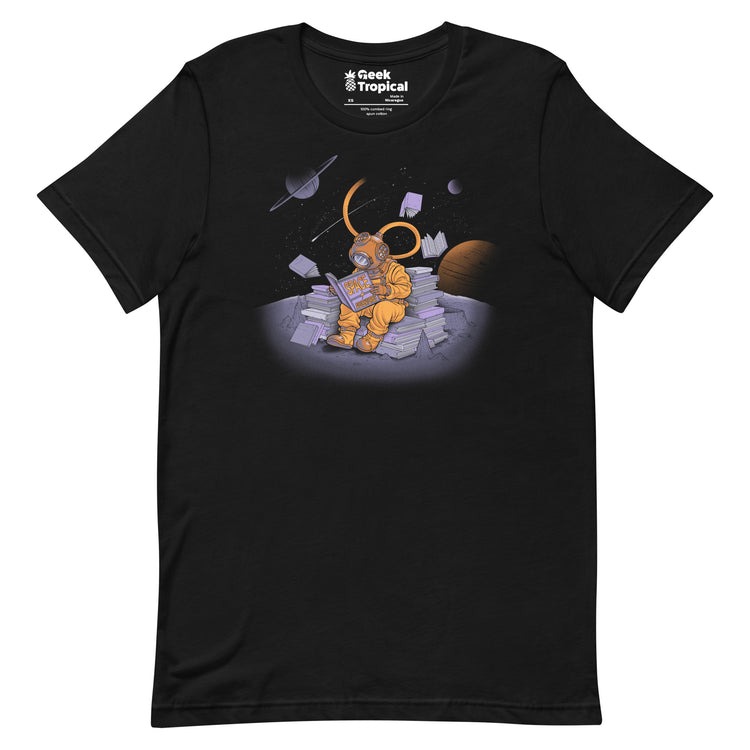 A Reader Lives A Thousand Lives - Diving Dress Space Adventures T-Shirt Geek Nerd Advertise to Meta Book Prints Design by Tobe Fonseca