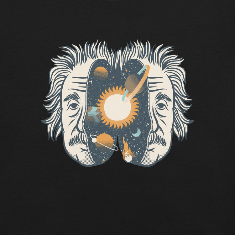 Albert Einstein Head Universe Physics T-Shirt Geek Nerd Advertise to Meta Design by Tobe Fonseca FLOW DESC WRITING