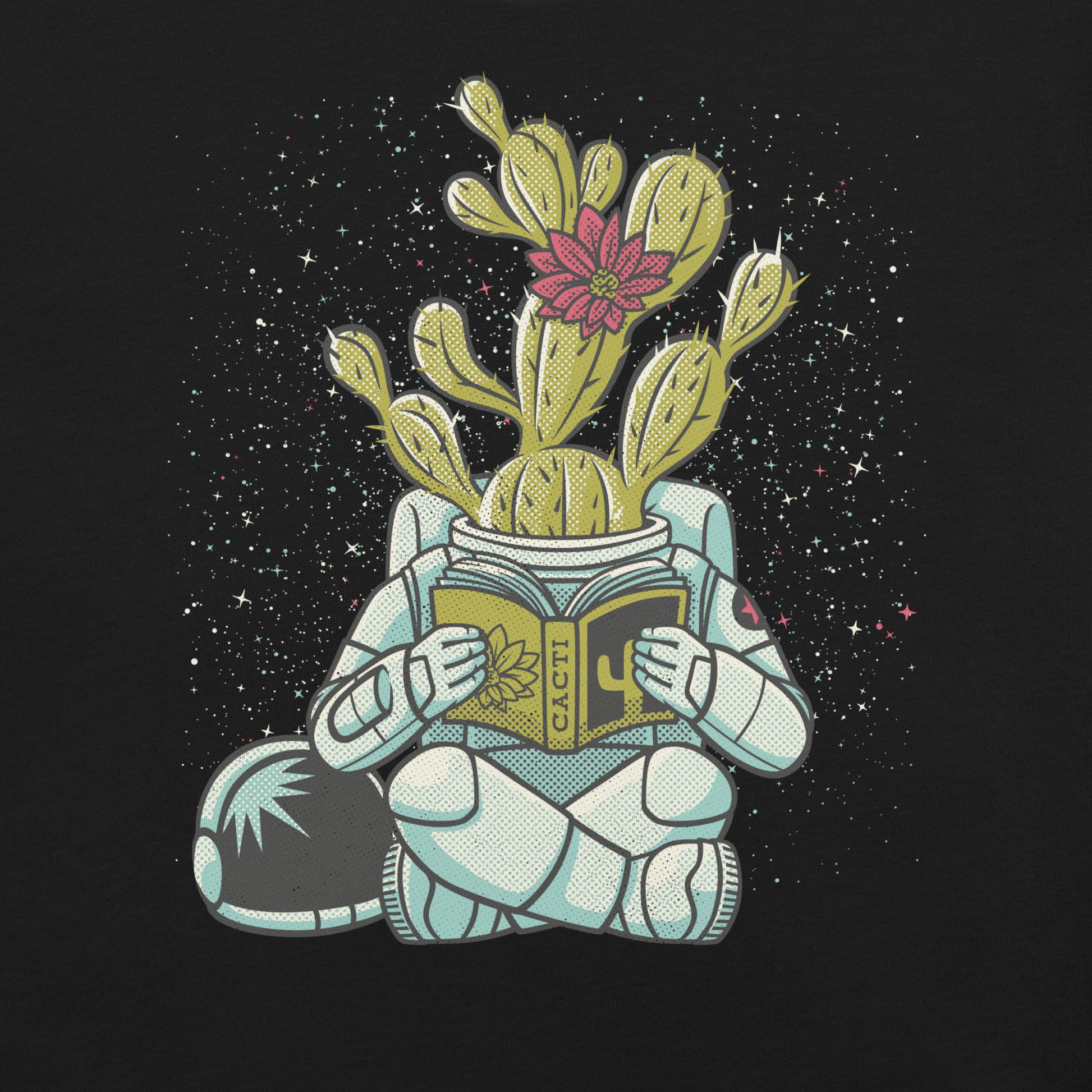 Astronaut Cactus Succulent T-Shirt Geek Nerd Advertise to Meta Botany Print Design by Tobe Fonseca