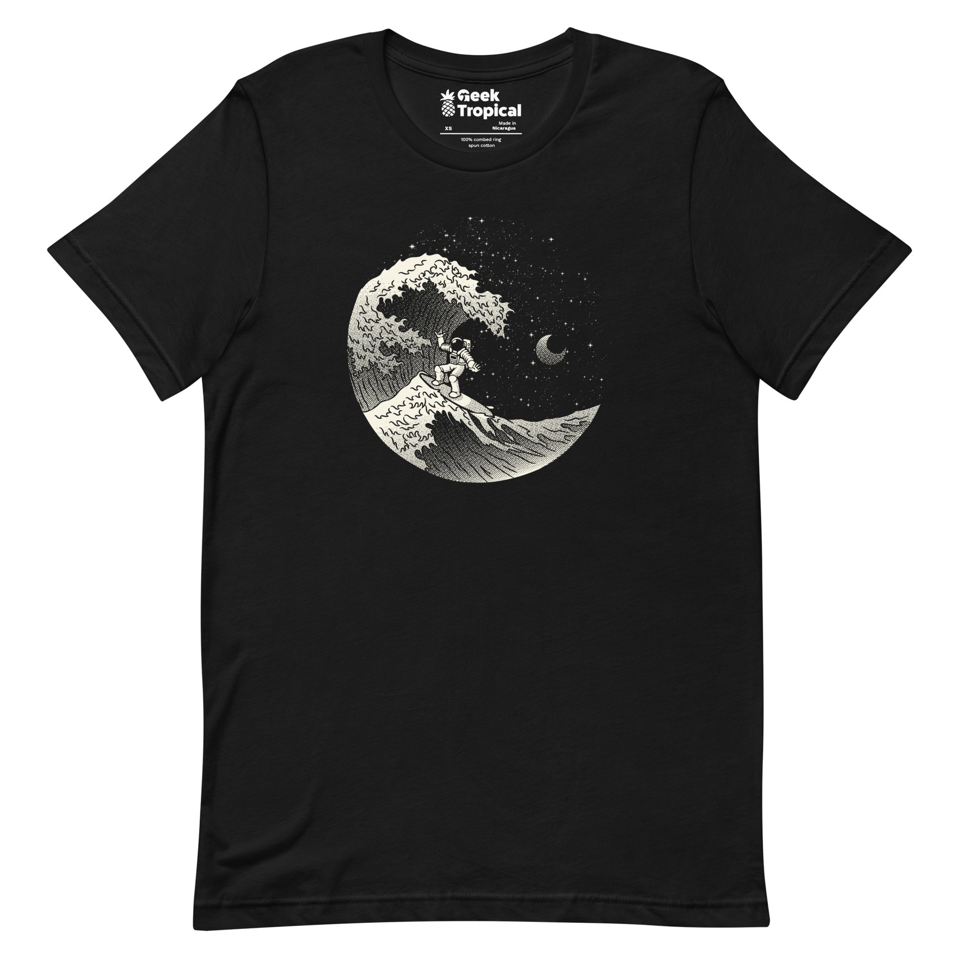 Astronaut Surfing Kanagawa Wave T-Shirt Geek Nerd Advertise to Meta Design by Tobe Fonseca Fantasy Prints