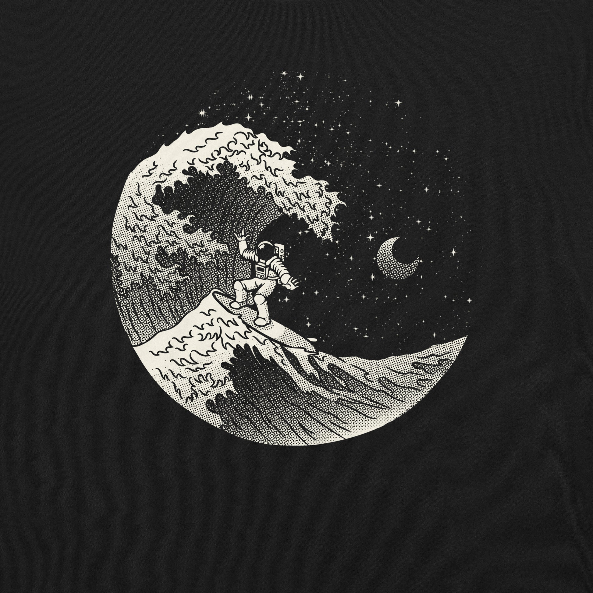 Astronaut Surfing Kanagawa Wave T-Shirt Geek Nerd Advertise to Meta Design by Tobe Fonseca Fantasy Prints
