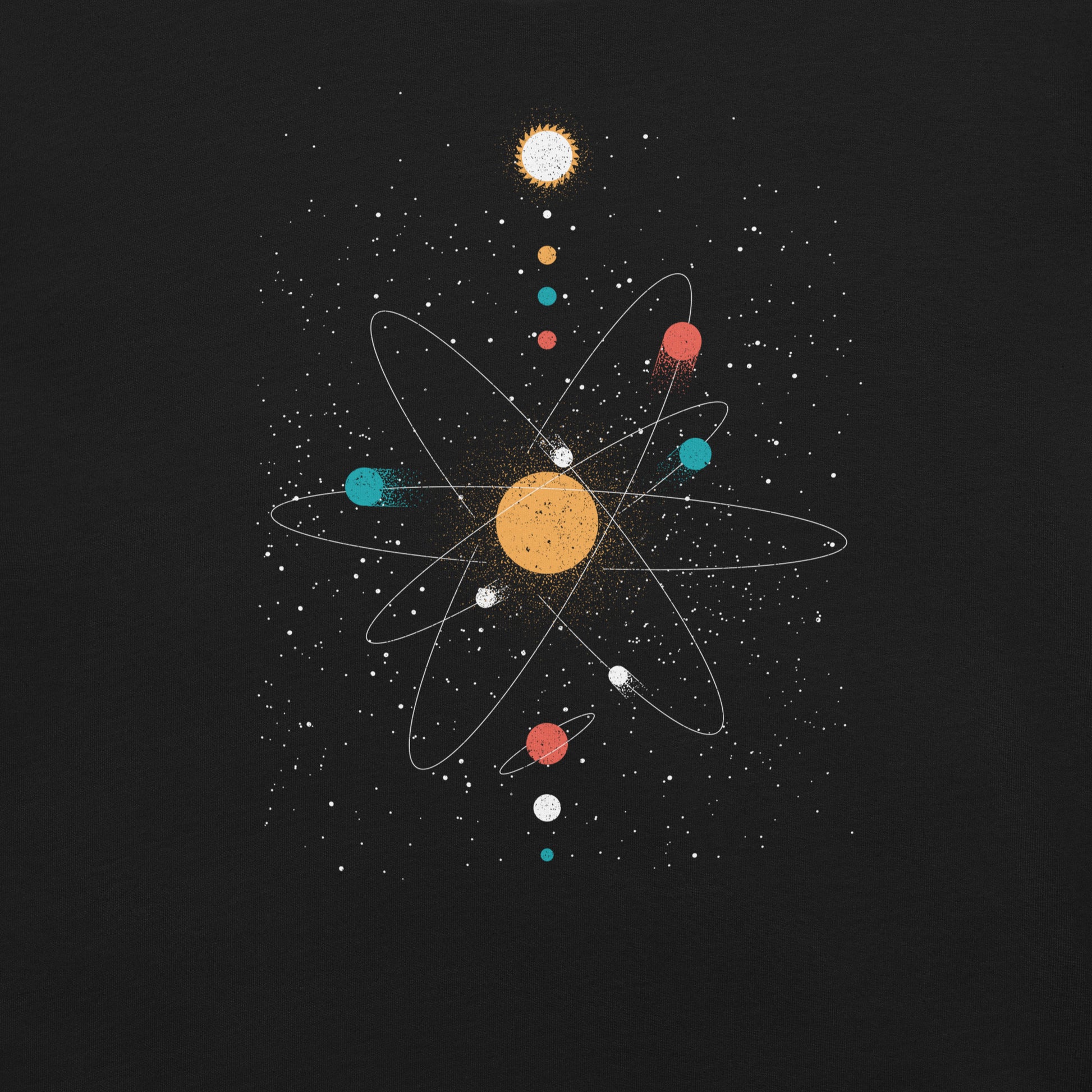Atom Universe Minimalist T-Shirt Geek Nerd Advertise to Meta Design by Tobe Fonseca outer space & astronaut print