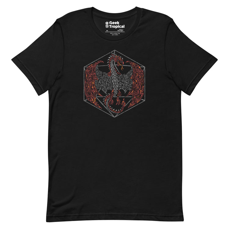 Tribal Dragon D20 T-Shirt Geek Nerd Advertise to Meta dnd & rpg print Fantasy Prints