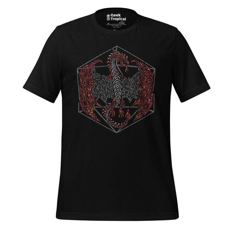 Tribal Dragon D20 T-Shirt Geek Nerd Advertise to Meta dnd & rpg print Fantasy Prints