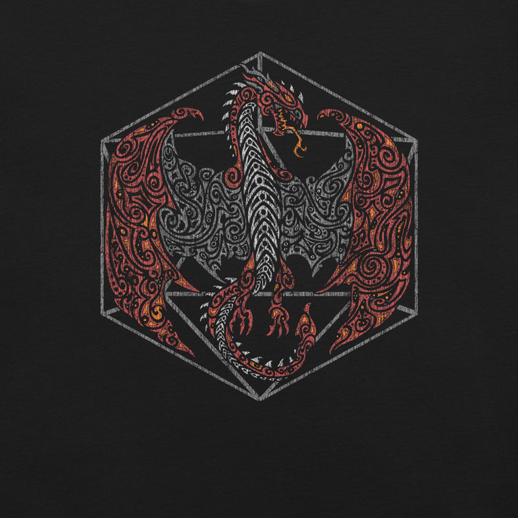 Tribal Dragon D20 T-Shirt Geek Nerd Advertise to Meta dnd & rpg print Fantasy Prints