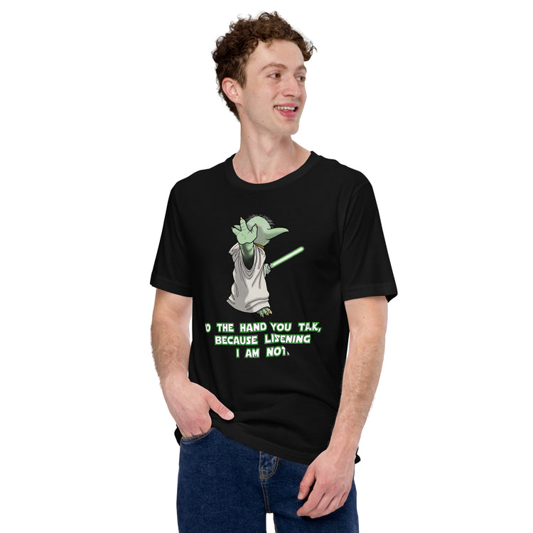 To Hand You Talk Not Listening T-Shirt Geek Nerd Advertise to Meta Fantasy Prints FLOW DESC WRITING