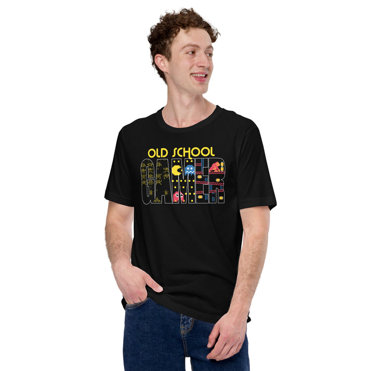 Old School Gamer T-Shirt Geek Nerd Advertise to Meta FLOW DESC WRITING Off World Designs