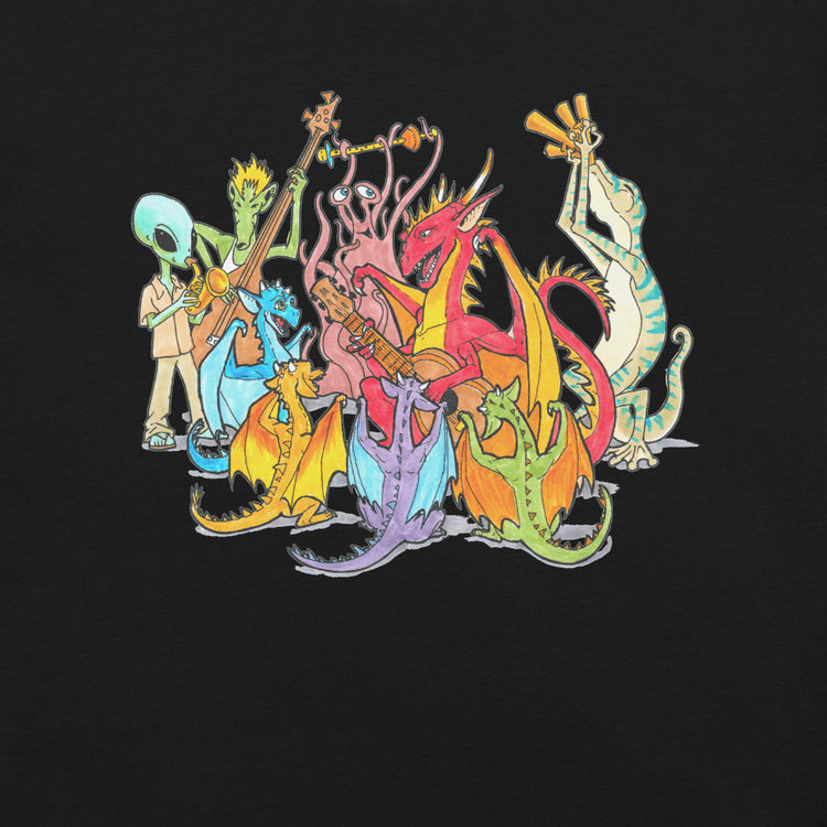 Alien Band T-Shirt Geek Nerd Advertise to Meta FLOW DESC WRITING music print