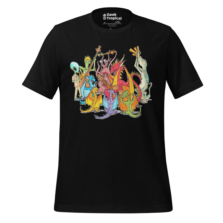Alien Band T-Shirt Geek Nerd Advertise to Meta FLOW DESC WRITING music print
