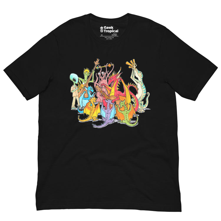 Alien Band T-Shirt Geek Nerd Advertise to Meta FLOW DESC WRITING music print