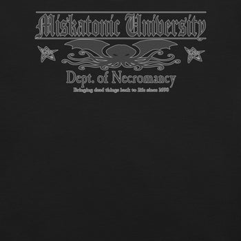 Miskatonic University Dept Necromancy T-Shirt Geek Nerd Advertise to Meta Book Prints Fantasy Prints