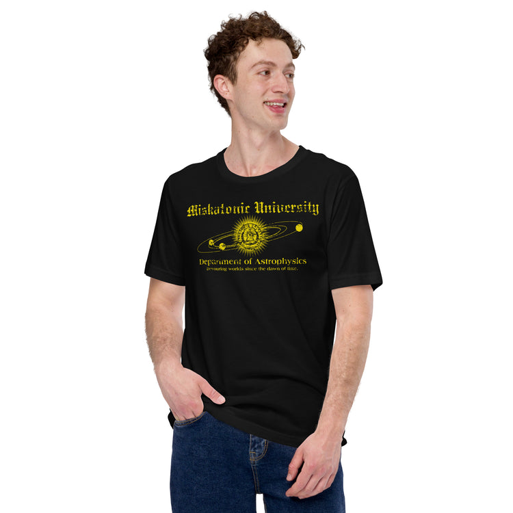 Miskatonic University Astrophysics T-Shirt Geek Nerd Advertise to Meta Book Prints Fantasy Prints