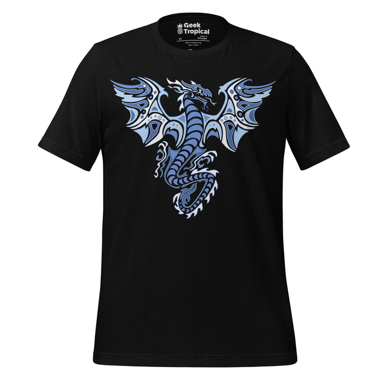 Ice Tribal Dragon T-Shirt Geek Nerd Advertise to Meta Fantasy Prints FLOW DESC WRITING