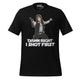 I Shot First T-Shirt Geek Nerd Advertise to Meta Fantasy Prints FLOW DESC WRITING