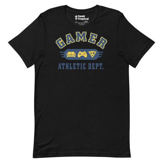 Gamer Athletic Dept T-Shirt Geek Nerd Advertise to Meta FLOW DESC WRITING Off World Designs