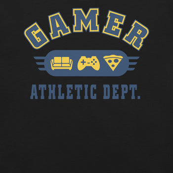 Gamer Athletic Dept T-Shirt Geek Nerd Advertise to Meta FLOW DESC WRITING Off World Designs