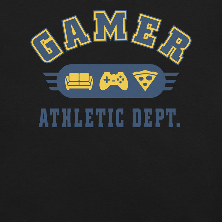 Gamer Athletic Dept T-Shirt Geek Nerd Advertise to Meta FLOW DESC WRITING Off World Designs
