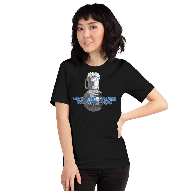 May the Froth Be With You T-Shirt Geek Nerd Advertise to Meta Fantasy Prints FLOW DESC WRITING