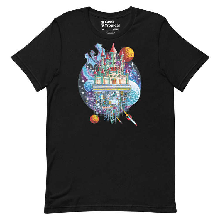 Castle Space City T-Shirt Geek Nerd Advertise to Meta Fantasy Prints FLOW DESC WRITING
