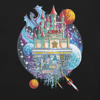 Castle Space City T-Shirt Geek Nerd Advertise to Meta Fantasy Prints FLOW DESC WRITING