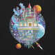 Castle Space City T-Shirt Geek Nerd Advertise to Meta Fantasy Prints FLOW DESC WRITING