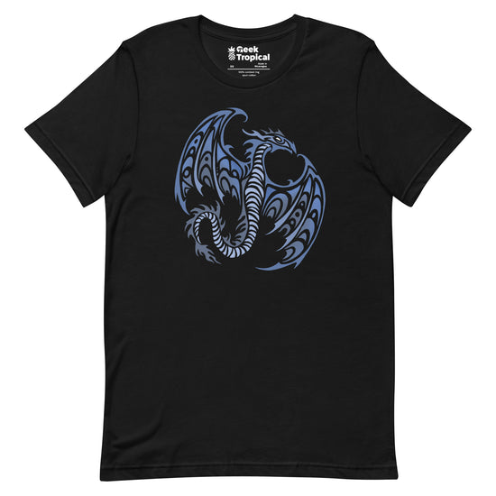 Blue Tribal Dragon T-Shirt Geek Nerd Advertise to Meta Fantasy Prints FLOW DESC WRITING