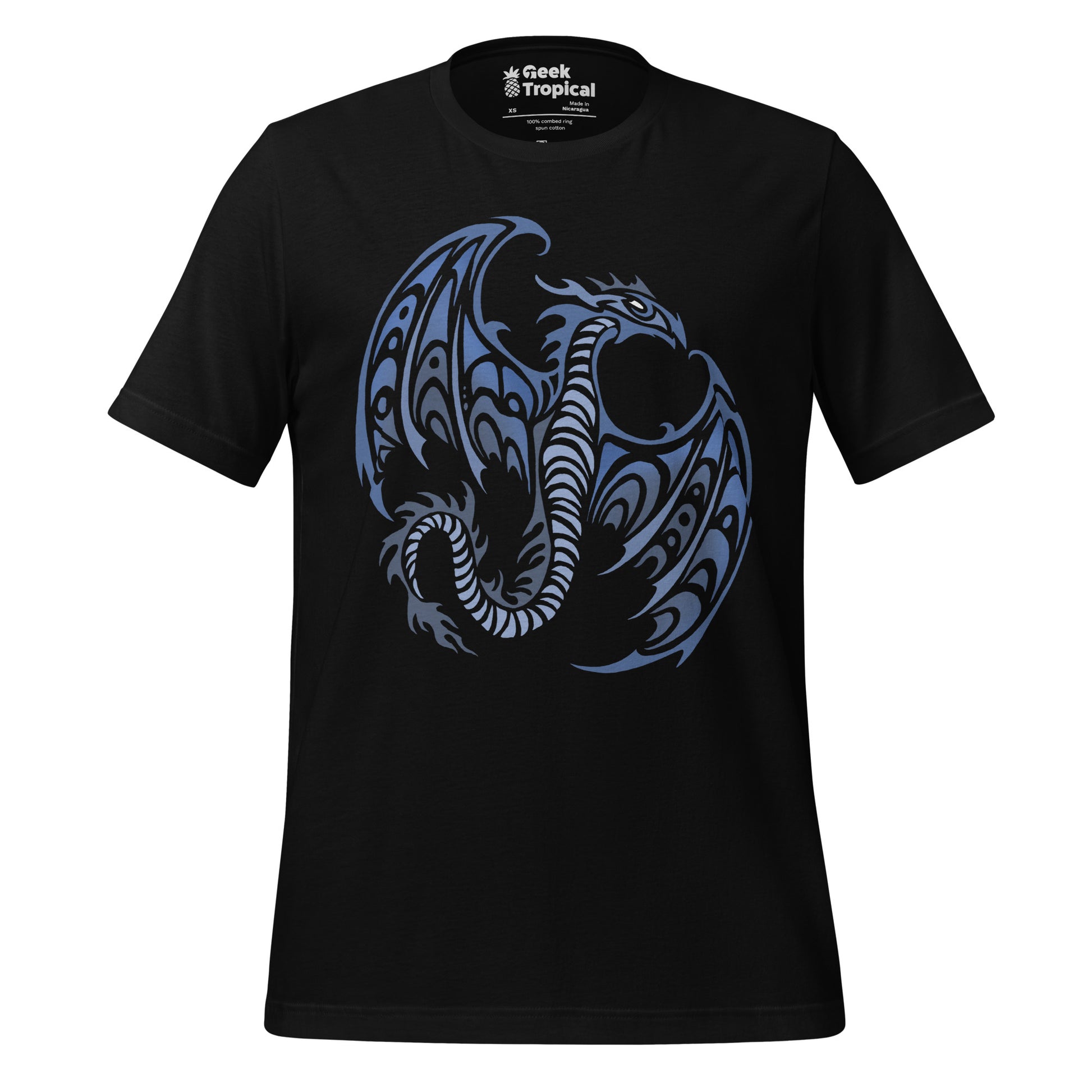 Blue Tribal Dragon T-Shirt 4