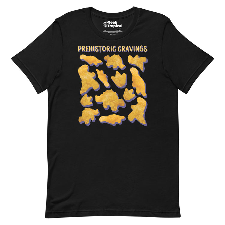 Prehistoric Cravings Dinosaur Chicken Nuggets T-Shirt Geek Nerd Advertise to Meta Design by Random Galaxy dinosaur print