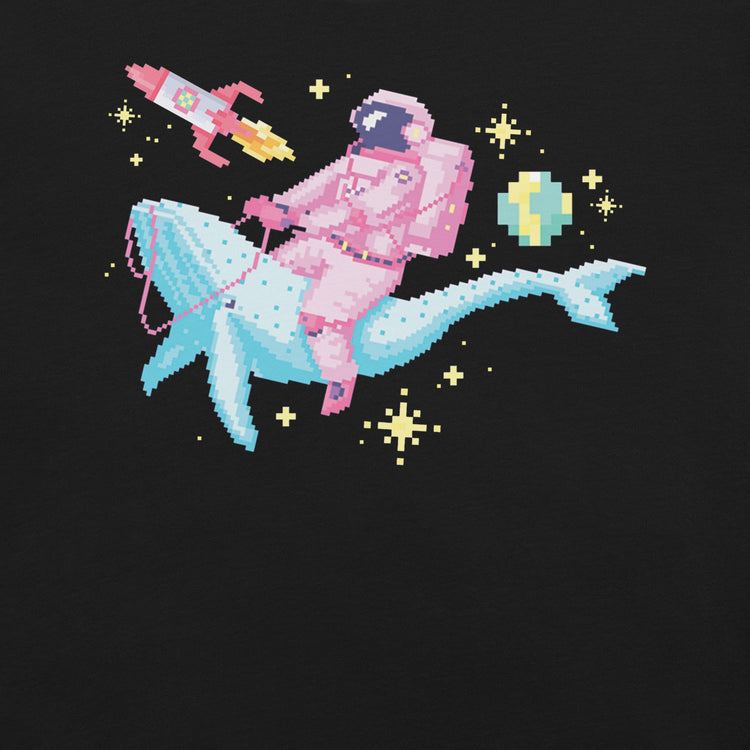 Astronaut Riding Space Whale T-Shirt Geek Nerd Advertise to Meta Elle Fantasy Prints