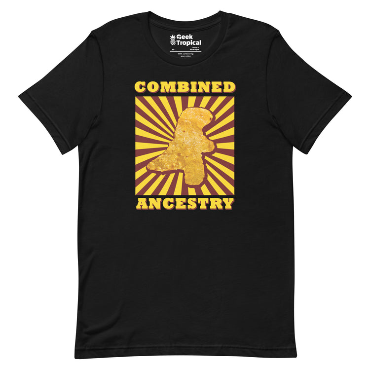 Combined Ancestry Dinosaur Nuggets T-Shirt Geek Nerd Advertise to Meta Animal Patterns Design by Random Galaxy