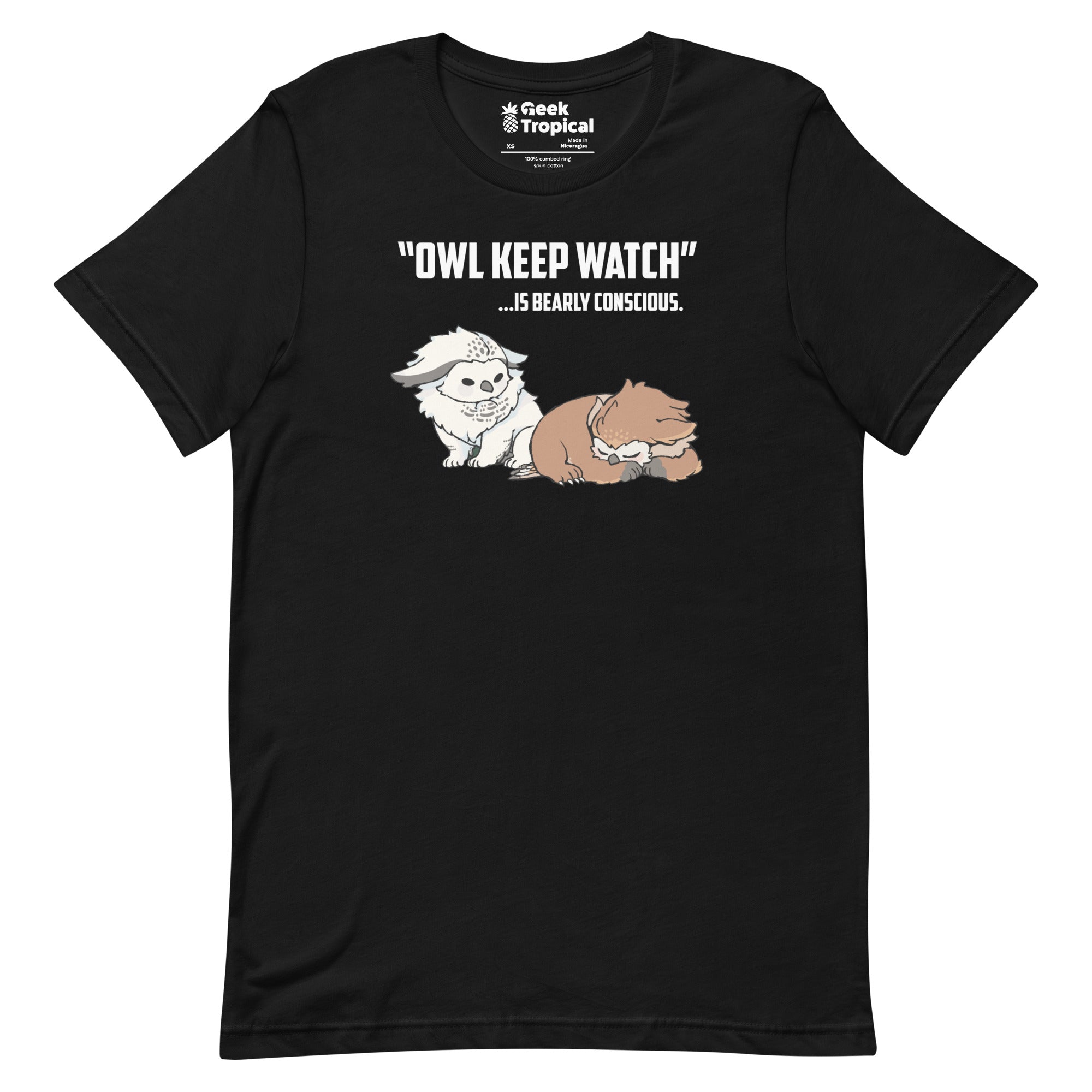 Owl Keep Watch Is Bearly Conscious Owlbears T-Shirt Geek Nerd Advertise to Meta Animal Patterns Design by Ardi Tong