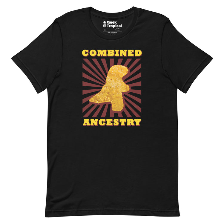 Combined Ancestry Dinosaur Chicken Nugget T-Shirt Geek Nerd Advertise to Meta Animal Patterns Design by Random Galaxy