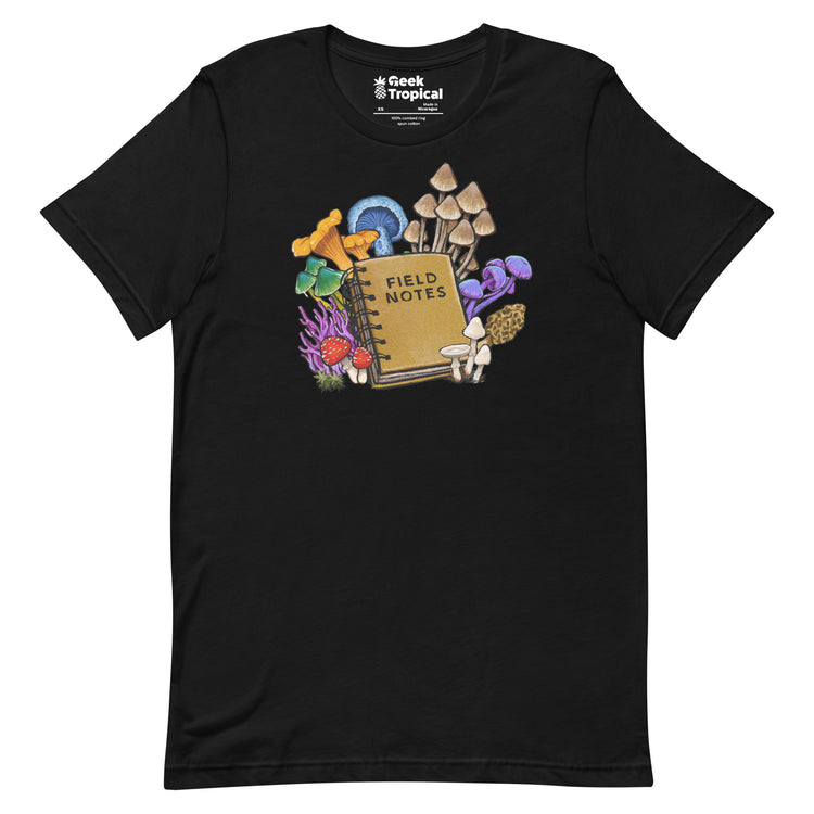 Mushroom Field Notes T-Shirt Geek Nerd Advertise to Meta Botany Print Elle