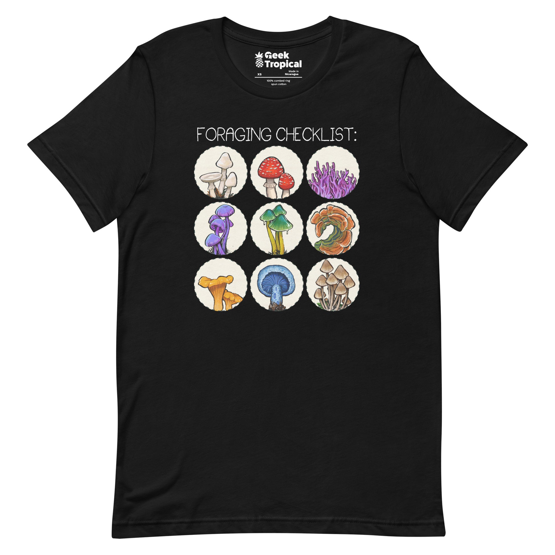 Foraging Checklist Mushrooms T-Shirt 1