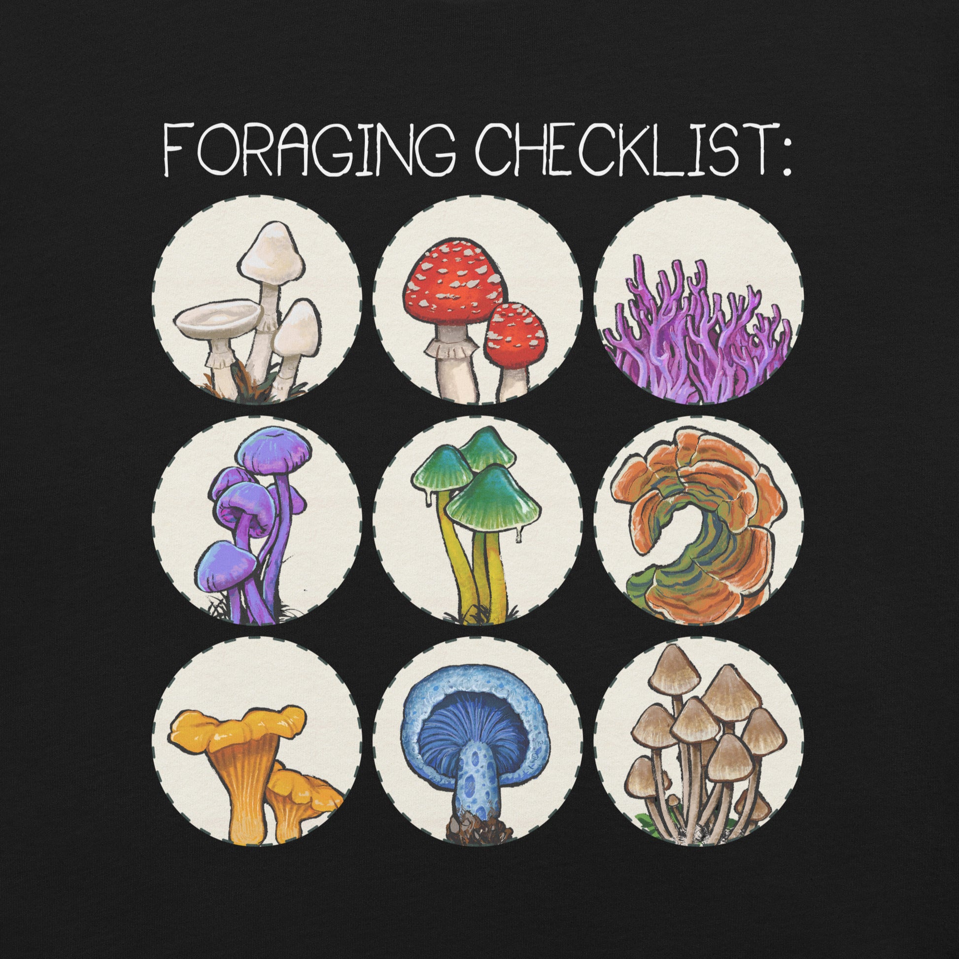 Foraging Checklist Mushrooms T-Shirt 2