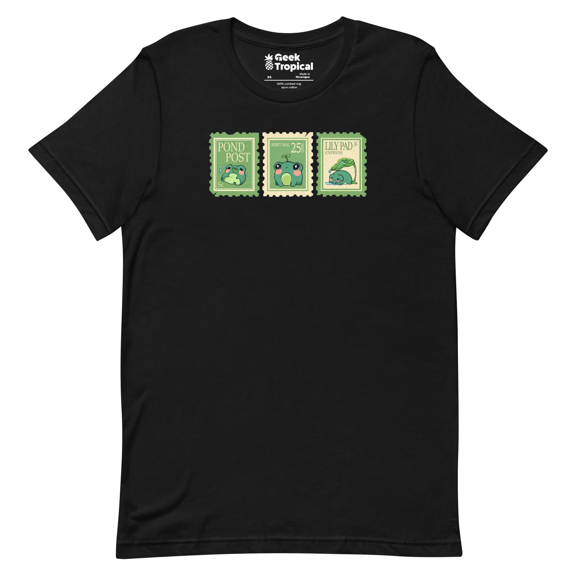 Raining Frogs Stamps T-Shirt Geek Nerd Advertise to Meta Animal Patterns Design by Ardi Tong