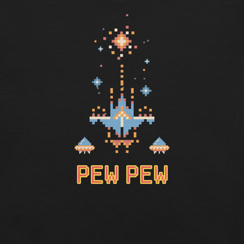 Pew Pew Retro Arcade T-Shirt Geek Nerd Advertise to Meta Elle FLOW DESC WRITING