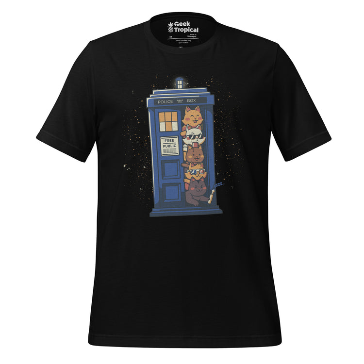 Tardis Cats T-Shirt Geek Nerd Advertise to Meta Animal Patterns Design by Tobe Fonseca