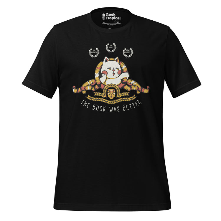 The Book Was Better Cat T-Shirt Geek Nerd Advertise to Meta Animal Patterns Book Prints