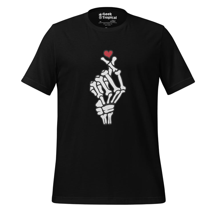 Skeleton Heart Hand T-Shirt Geek Nerd Advertise to Meta Anime Design by Tobe Fonseca