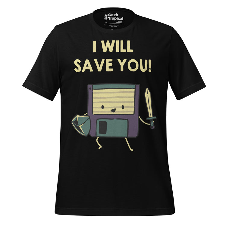 Floppy Disk Knight I Will Save You T-Shirt Geek Nerd Advertise to Meta computer print Design by Tobe Fonseca