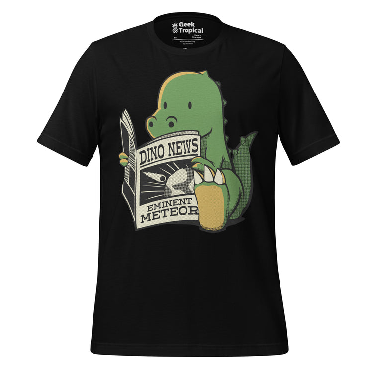 Dinosaur Reading Jurassic News T-Shirt Geek Nerd Advertise to Meta Book Prints Design by Tobe Fonseca