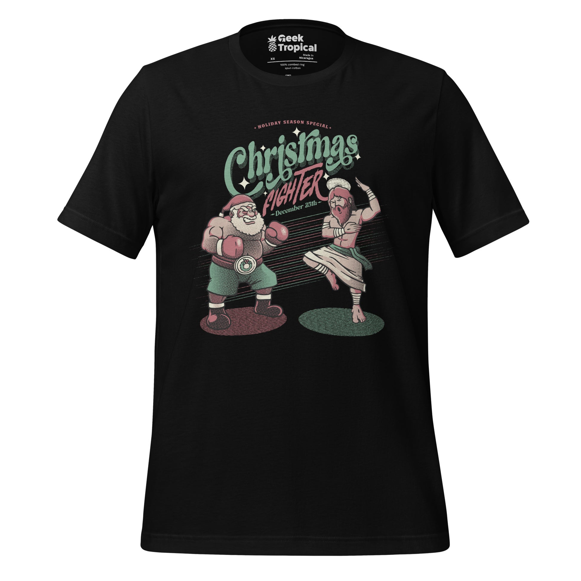 Christmas Figther Jesus vs Santa Claus T-Shirt 4