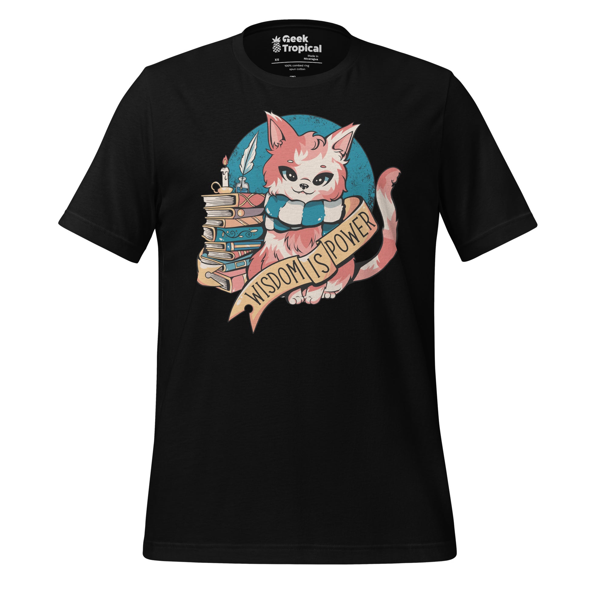 Wisdom is Power Book Cat T-Shirt 4