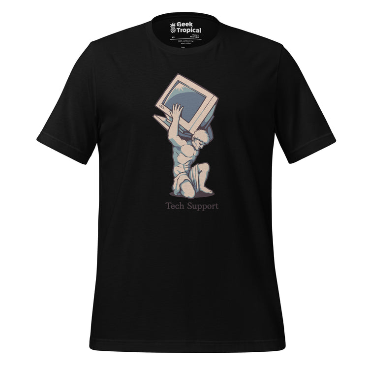 Tech Support Atlas T-Shirt Geek Nerd Advertise to Meta computer print Design by Tobe Fonseca