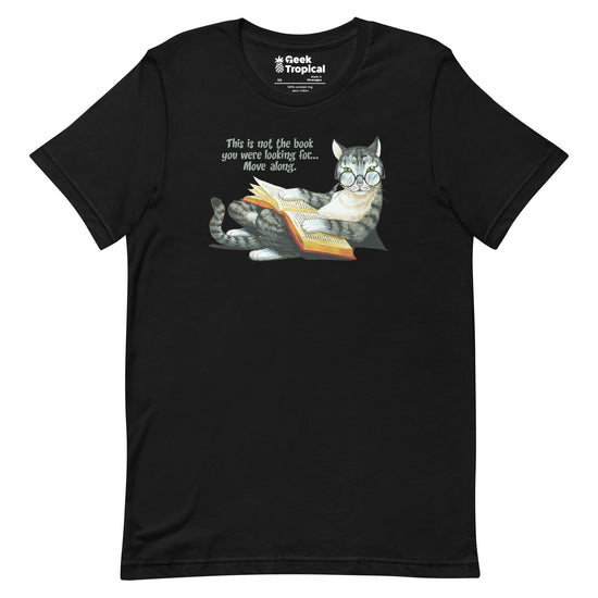 Nerdy Grey Cat Reading T-Shirt