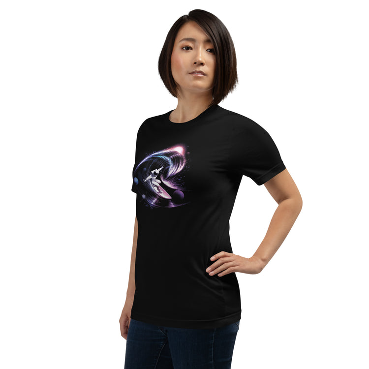 Surfing The Universe Gravity T-Shirt Geek Nerd Advertise to Meta Design by Tobe Fonseca FLOW DESC WRITING