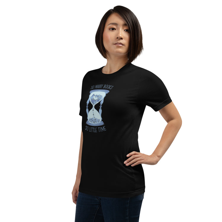 So Many Books, So Little Time T-Shirt Geek Nerd Advertise to Meta Book Prints Design by Tobe Fonseca